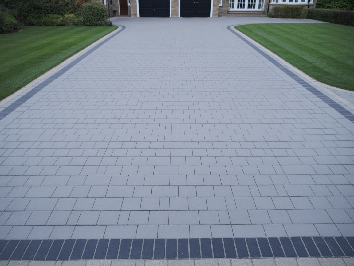 Elegant paved driveway with border edging