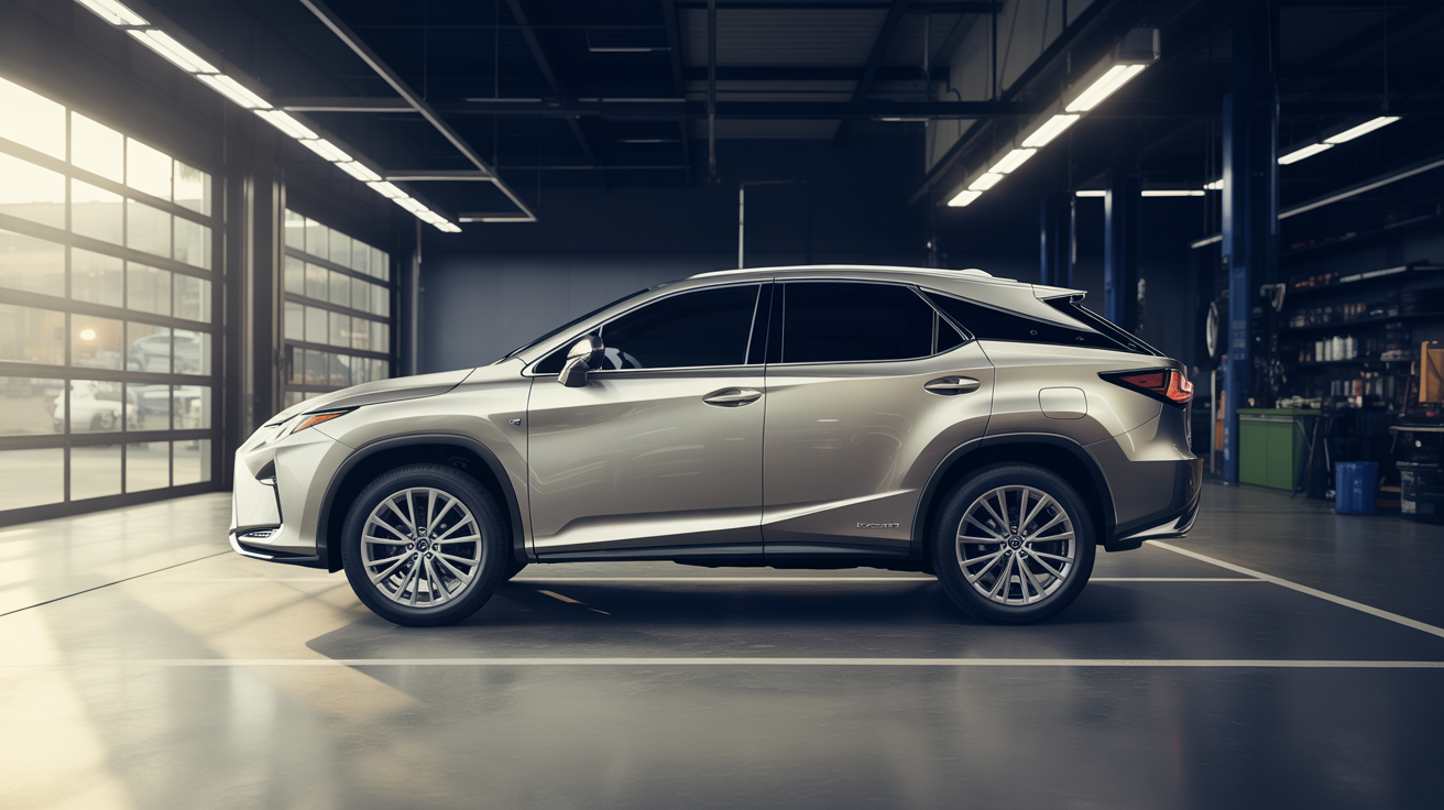 Lexus hybrid SUV receiving maintenance