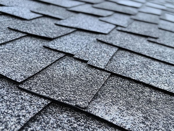 Close-up of healthy rejuvenated asphalt shingles after treatment