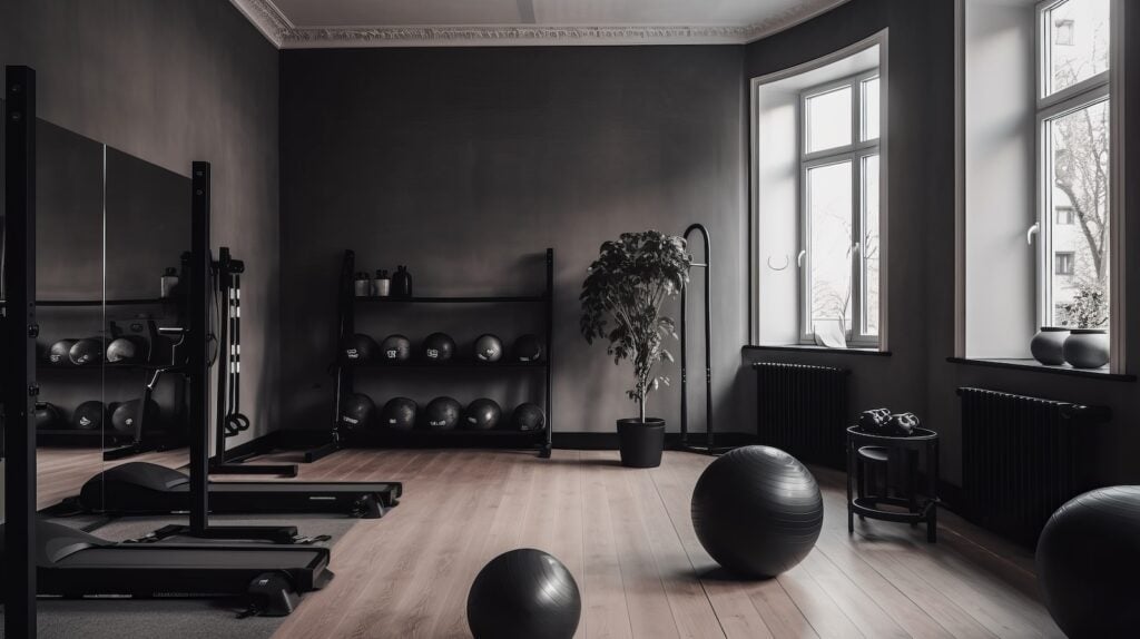 Sala de musculação da academia com equipamentos de treino