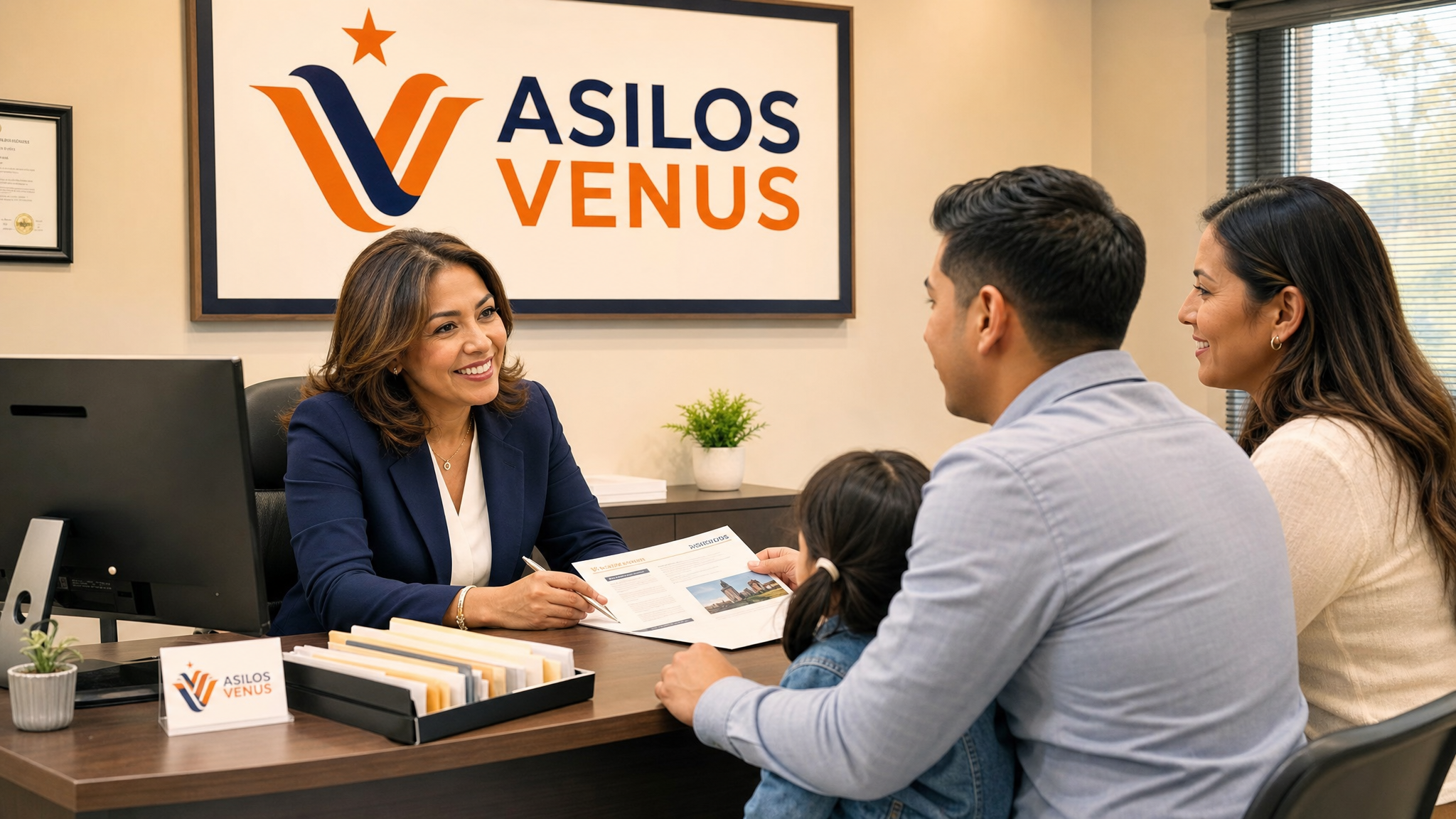 Asesor de Asilos Venus atendiendo a una familia