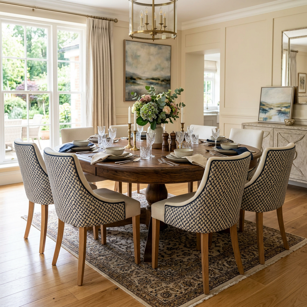 Elegant dining chairs with new upholstery