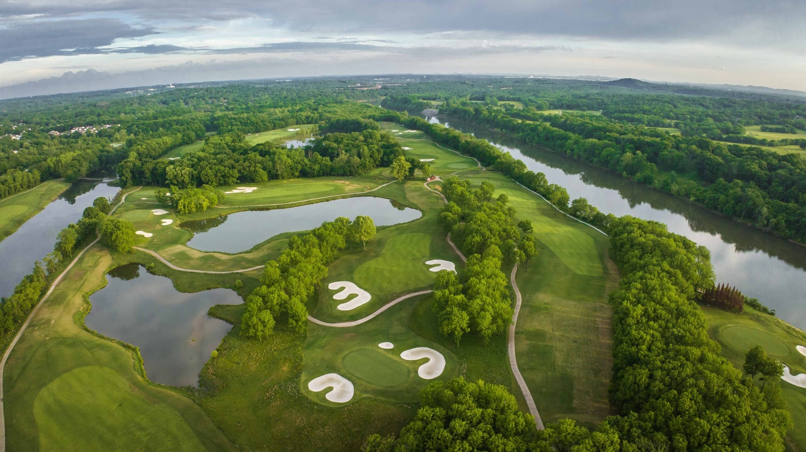Aerial view of Hermitage Golf Course along the Cumberland River near Nashville