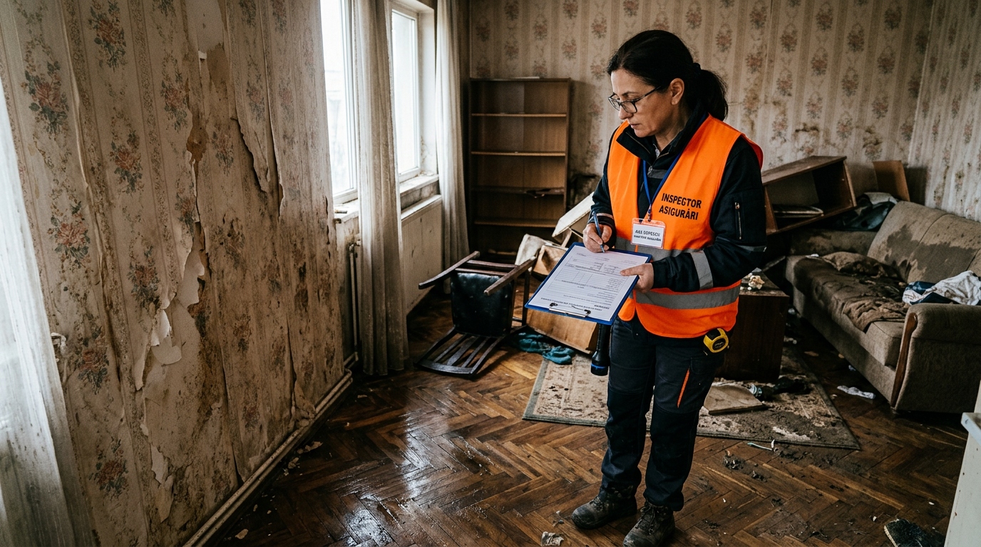 Specialist Ramaty Serv evaluând daune pe teren
