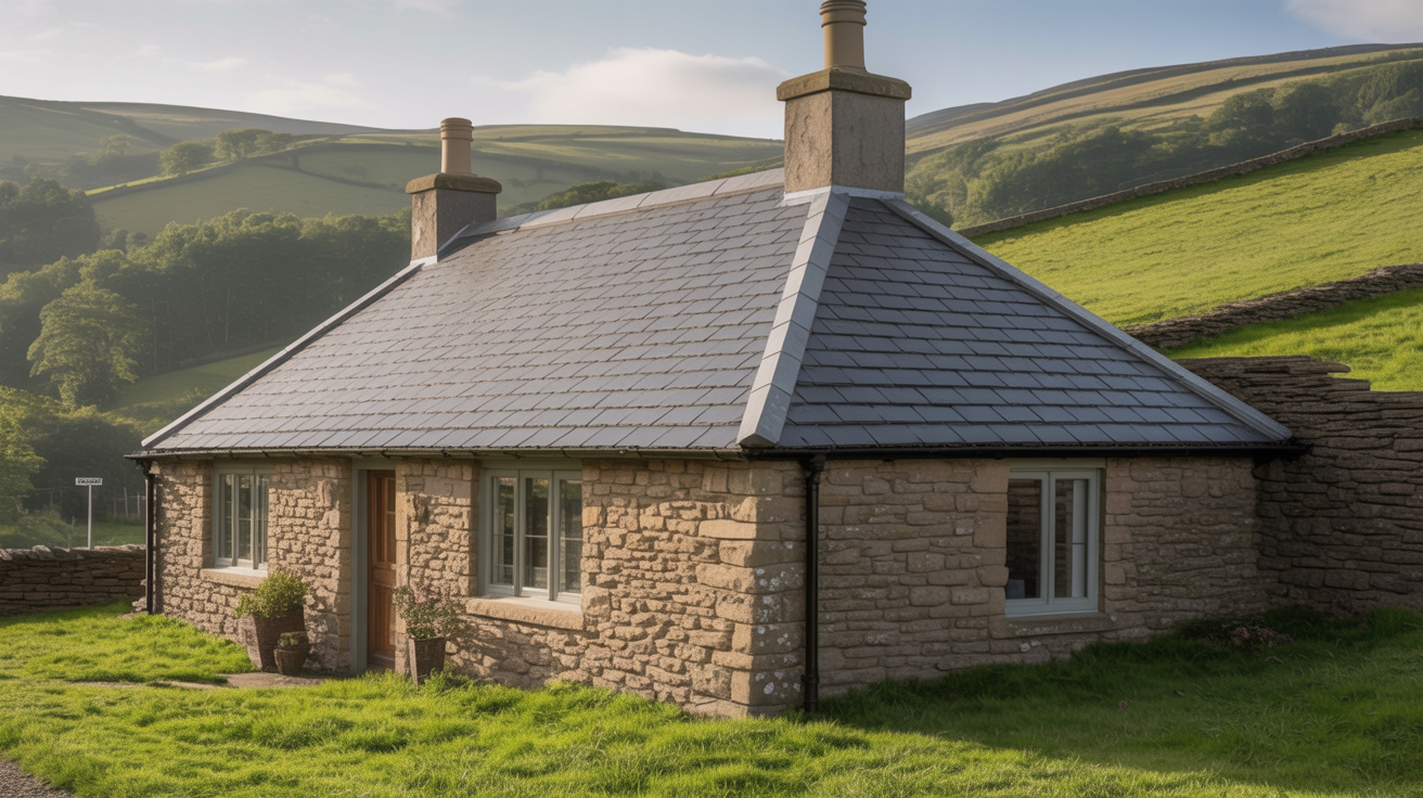 Traditional Welsh Slate Roof on Country Cottage