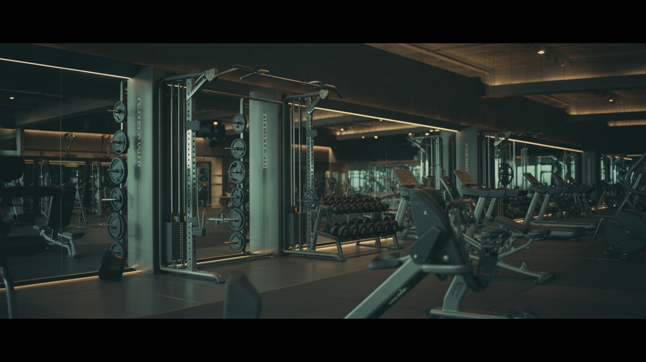Modern gym interior with professional fitness equipment
