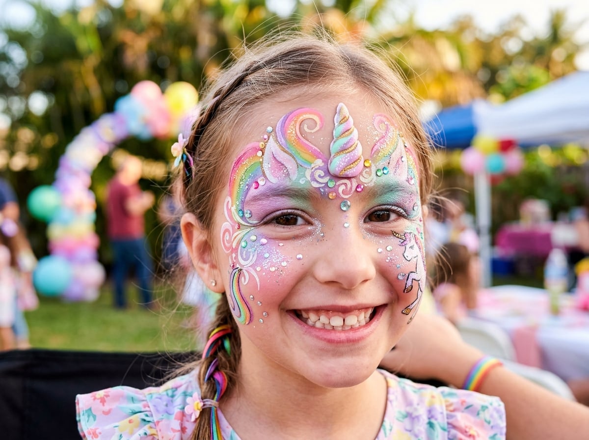 Diseño de unicornio con glitter y gemas