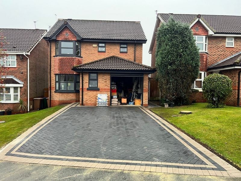 Finished block paving driveway at a UK detached house
