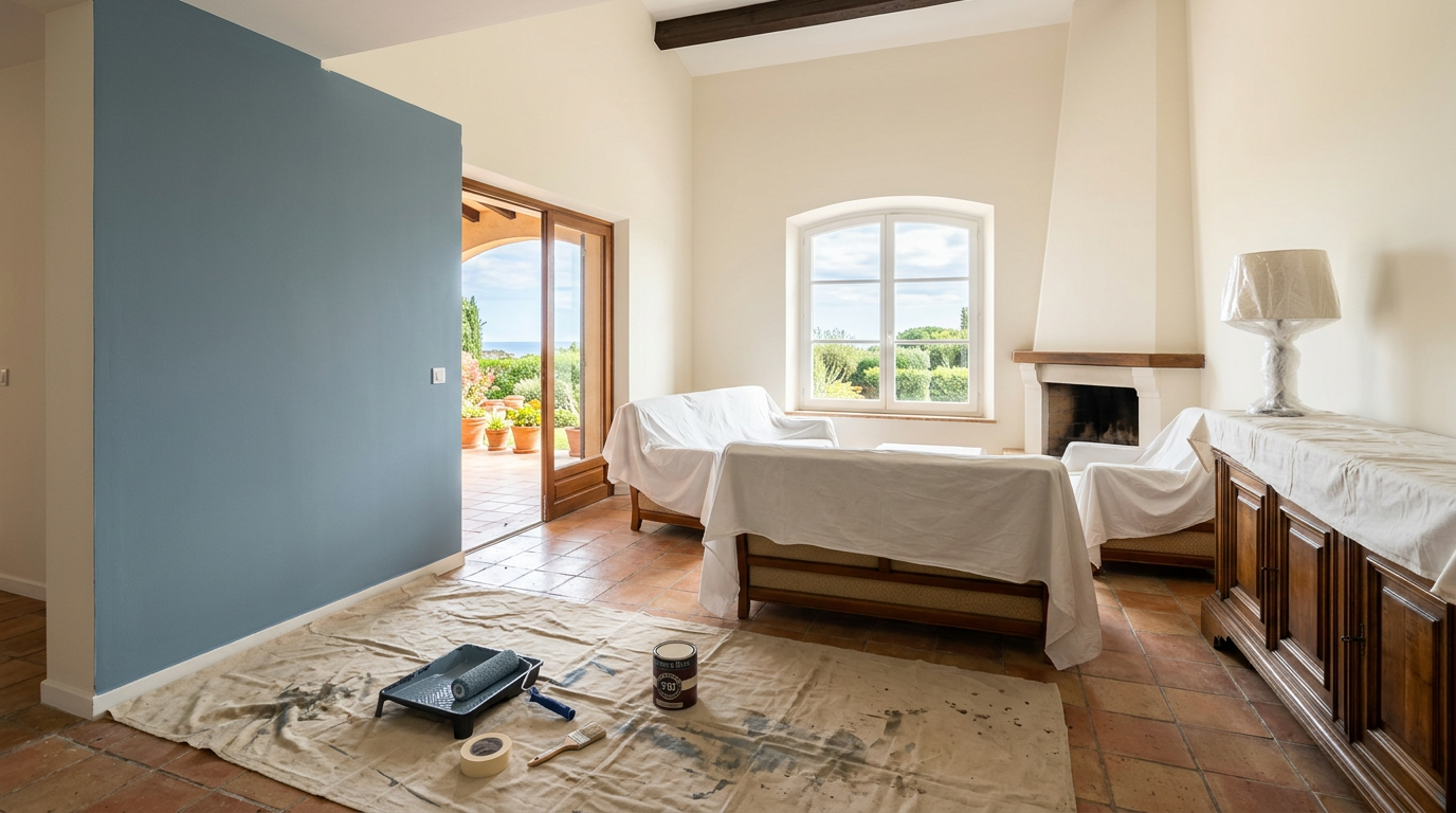 Pintura profesional de interiores en vivienda de Chiclana
