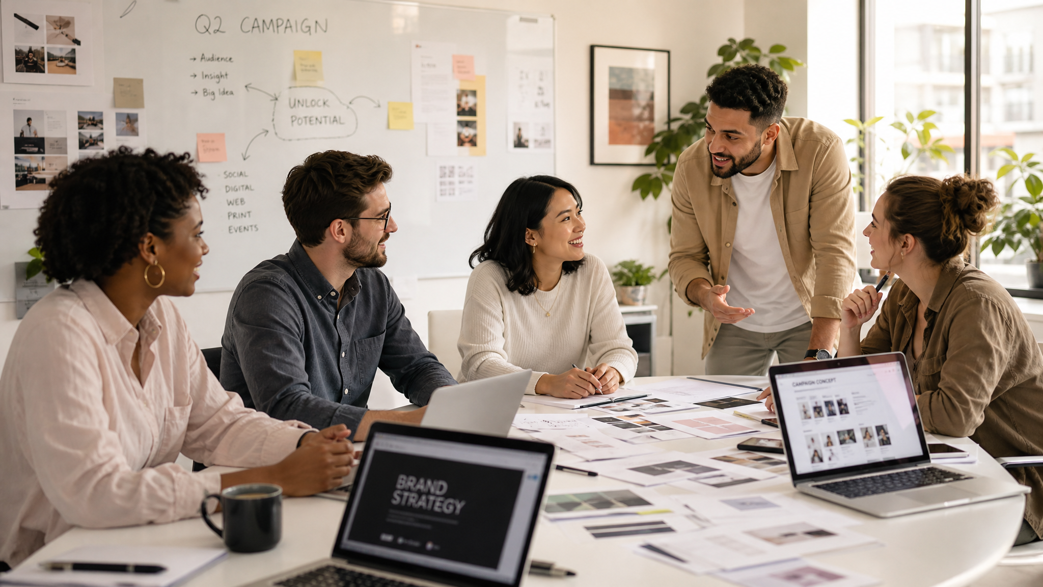 Kairo Creative team collaborating on marketing strategies in a modern office