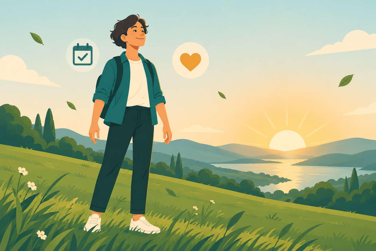 Person at peace with clear boundaries