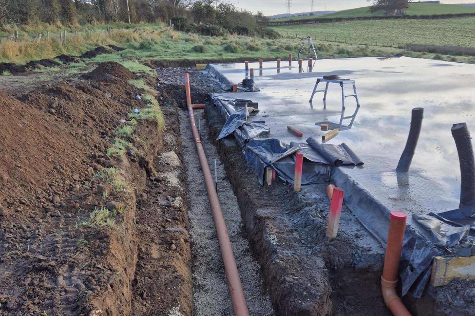 Linear drain on driveway