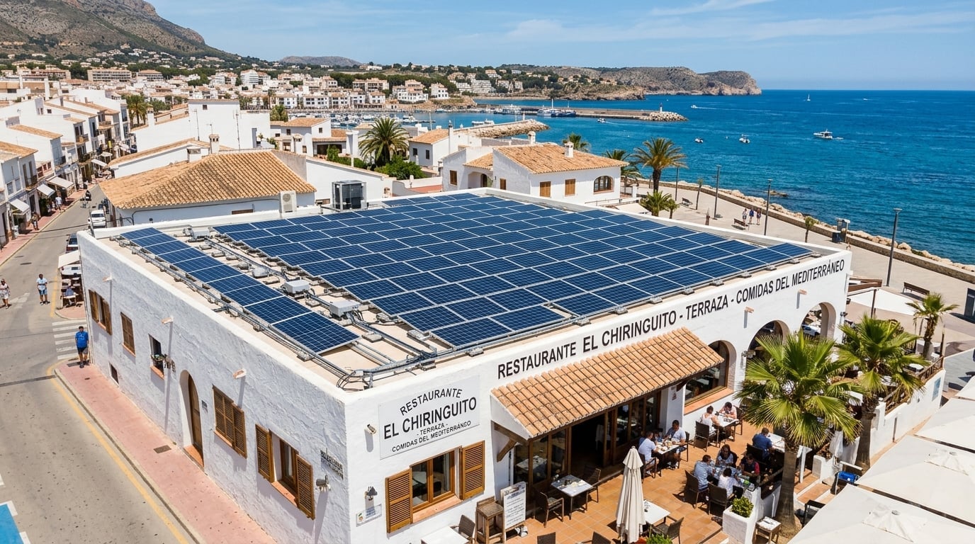 Paneles solares en el tejado de una empresa en España
