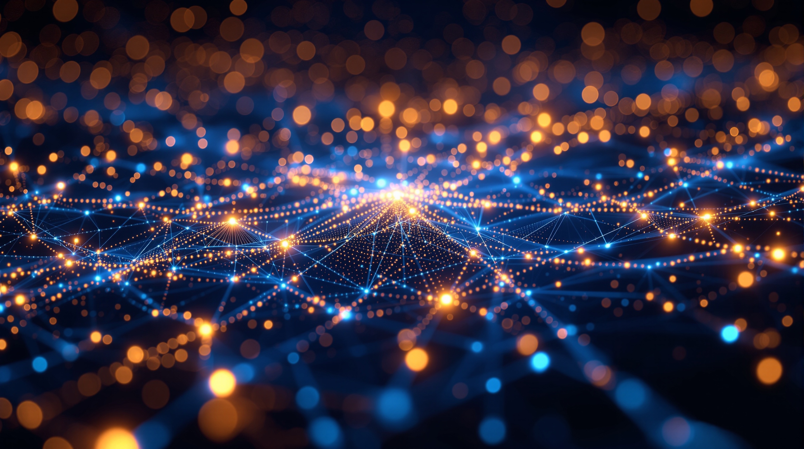 Abstrakte Visualisierung einer dezentralen Netzwerk-Infrastruktur mit leuchtenden Knoten