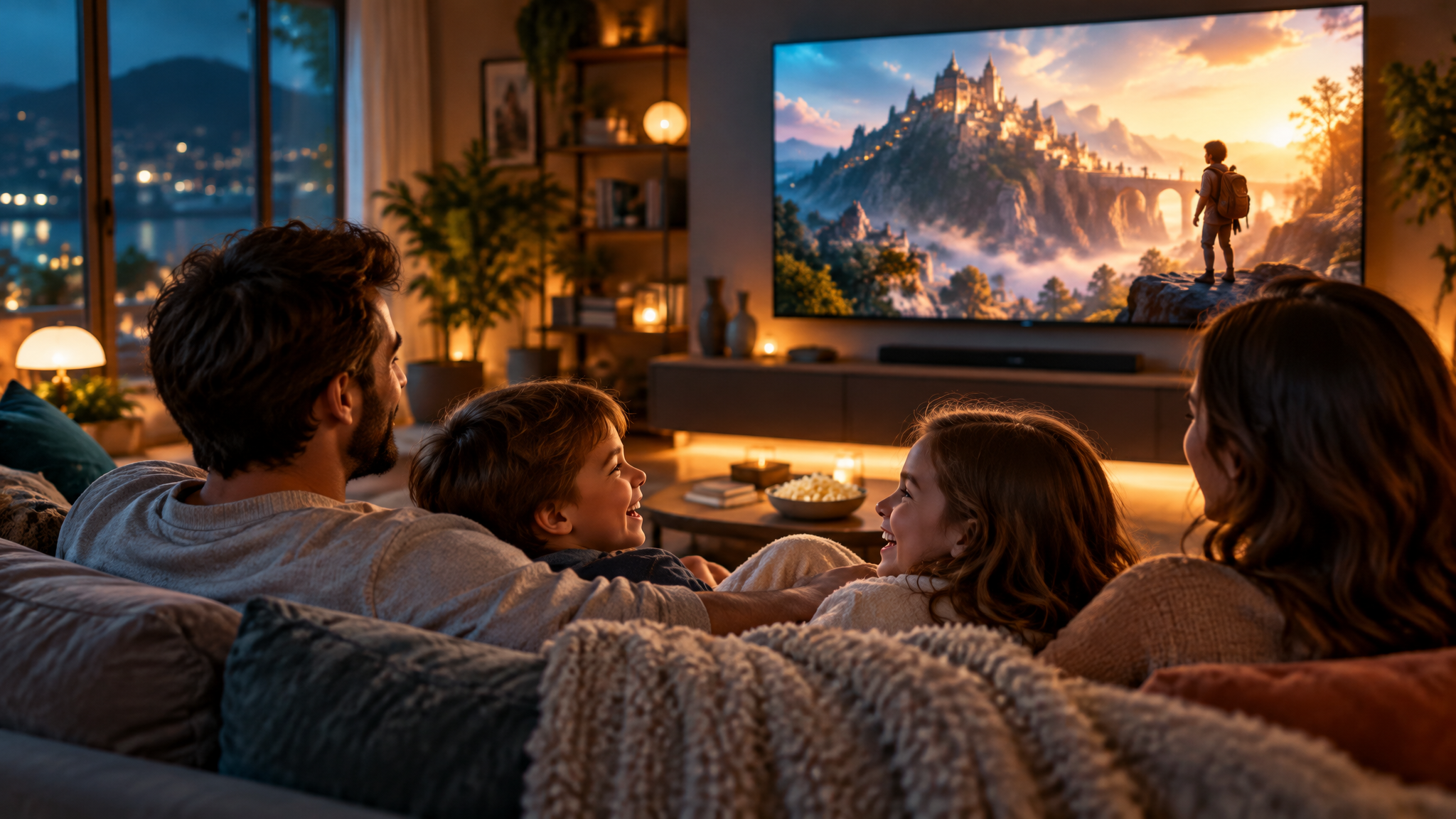 Famílias a desfrutar de TV, Internet e Voz em casa