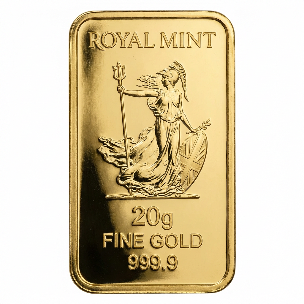 Royal Mint Britannia 20g Gold Bar - 99.99% Pure Gold Investment Bar