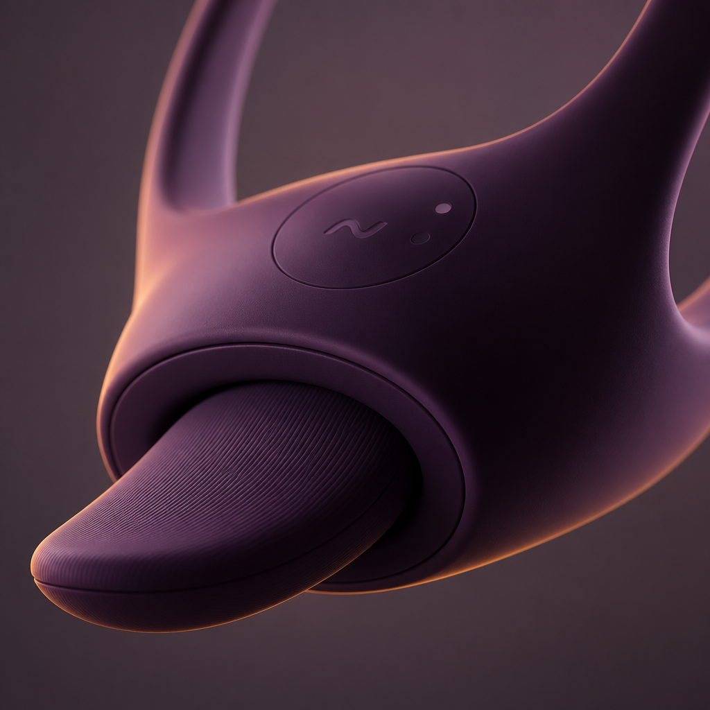 Angled view showing the device ergonomic contours and control button