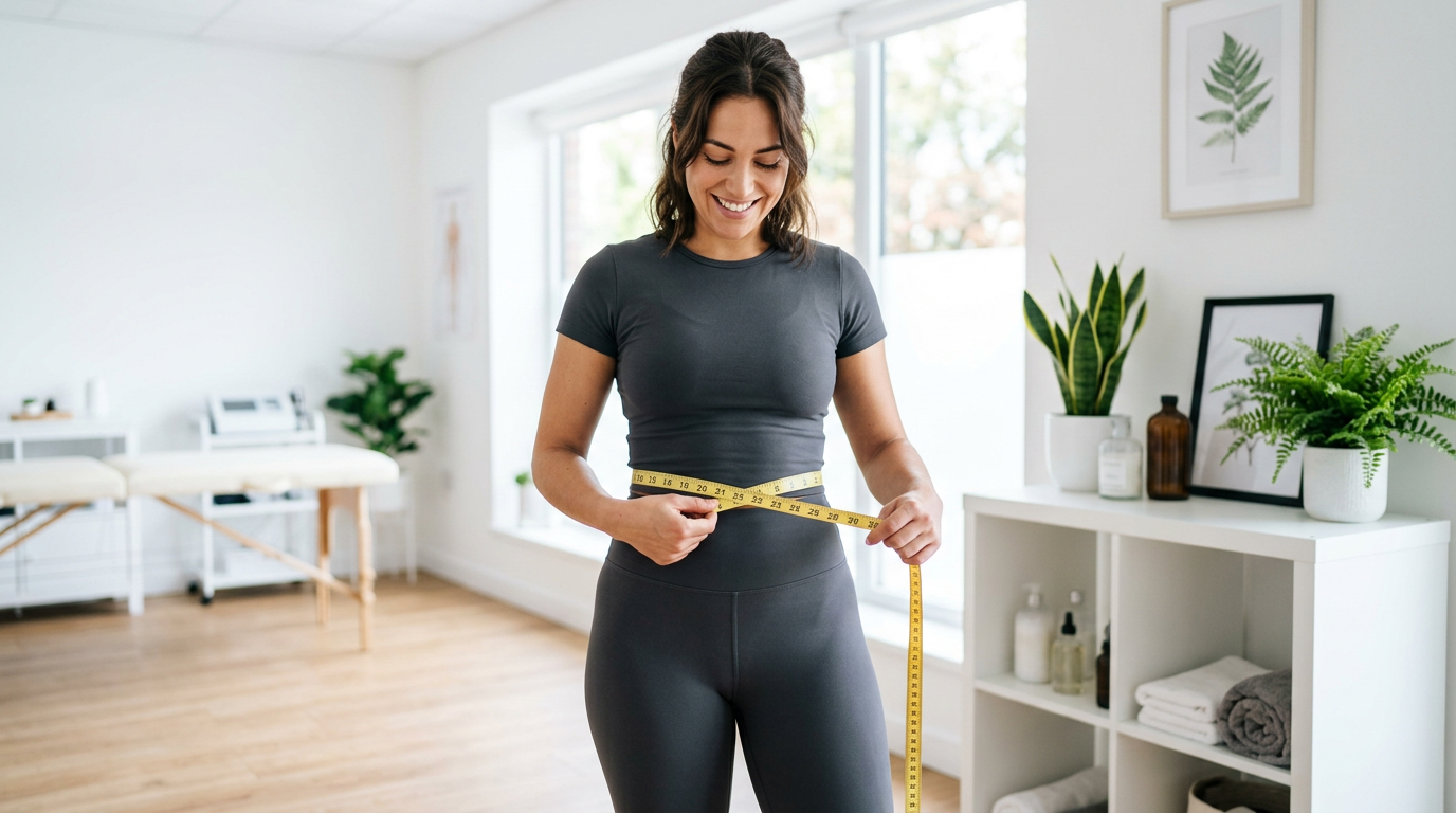 Weight-loss progress in the mirror