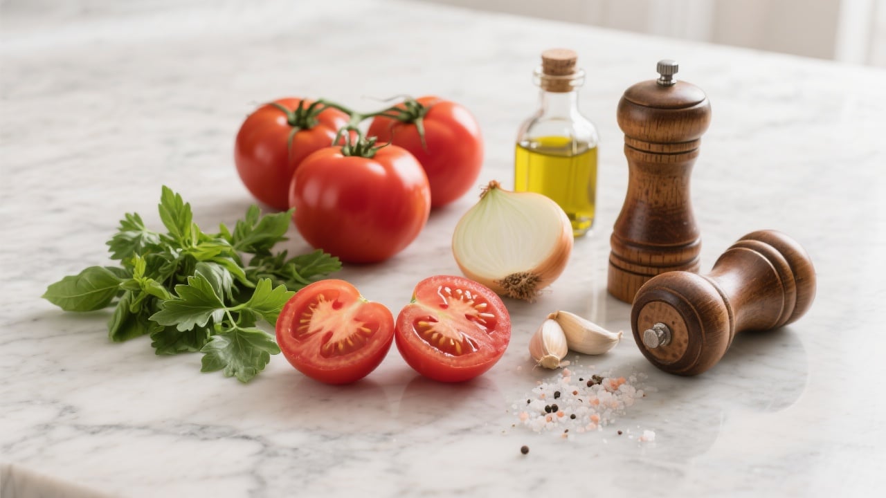 Sauce tomate maison Facile 2 Sauce tomate maison préparée avec des tomates fraîches, oignons et herbes aromatiques
