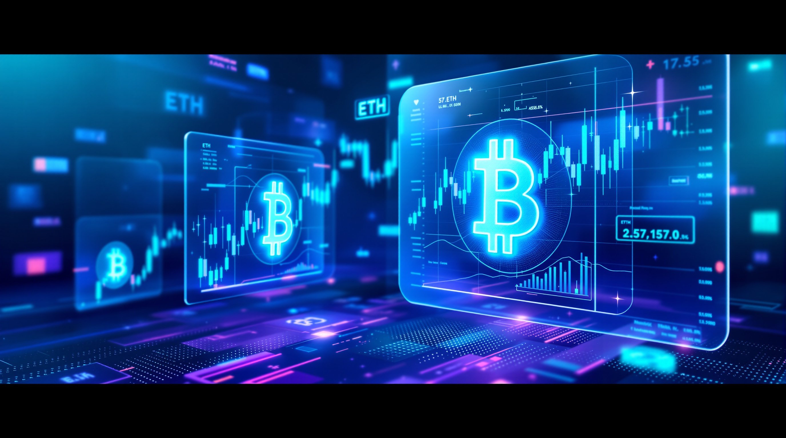 Crypto trading environment with glassmorphism effects