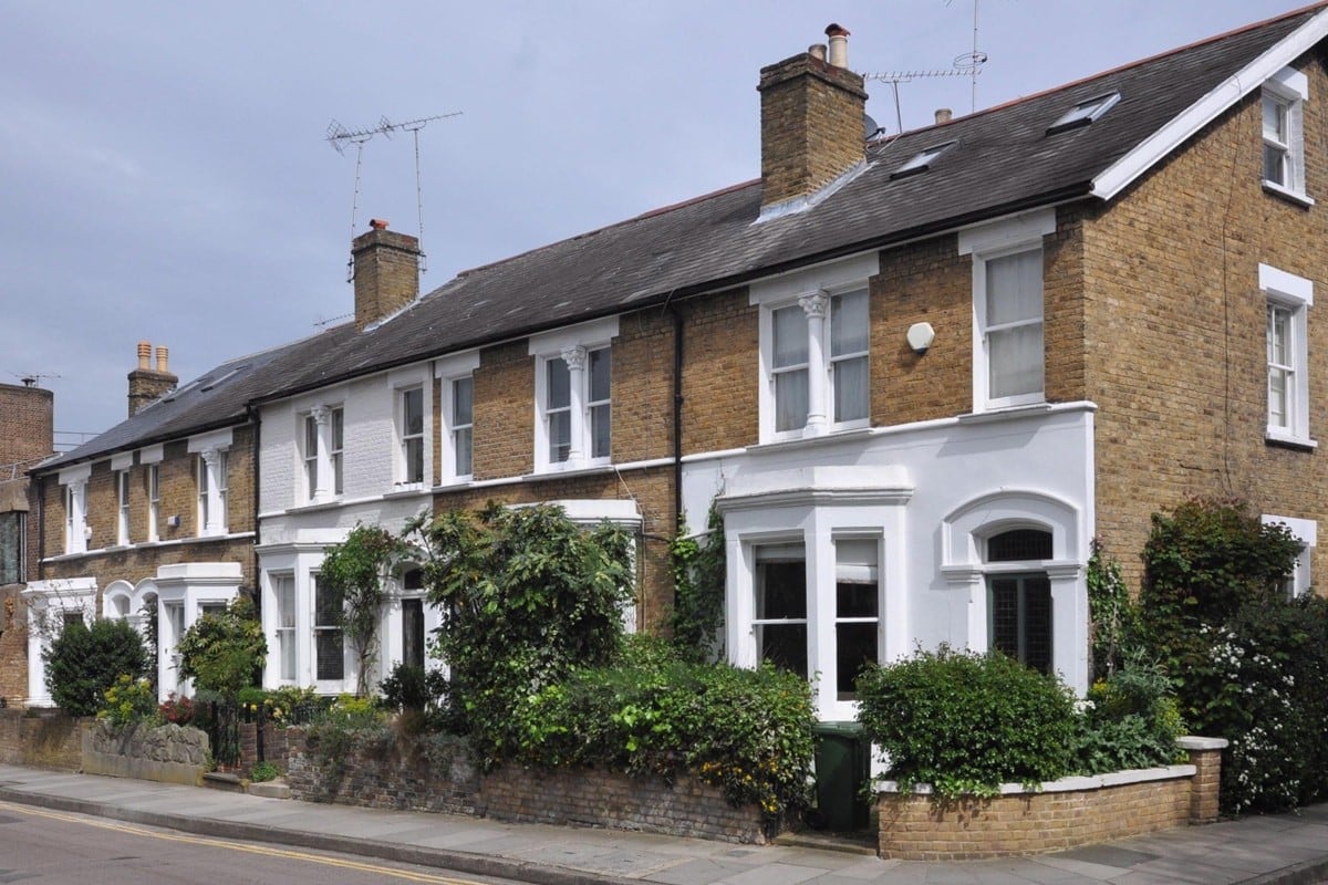 UK terraced houses street
