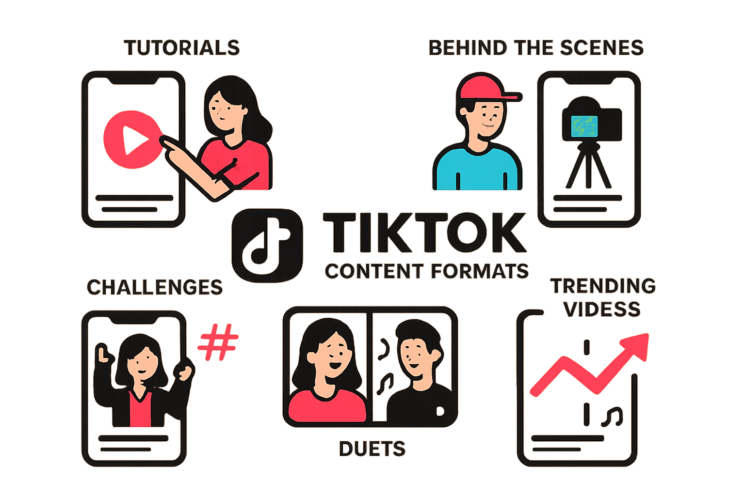 Infographic showing different TikTok content formats and strategies