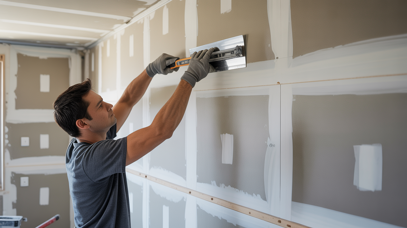 Professional drywall taping and mudding work