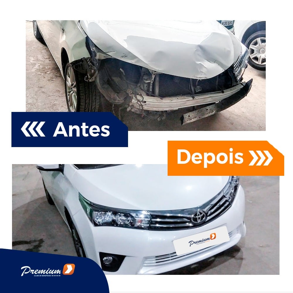 Antes e depois de reparo Premium Clube 1