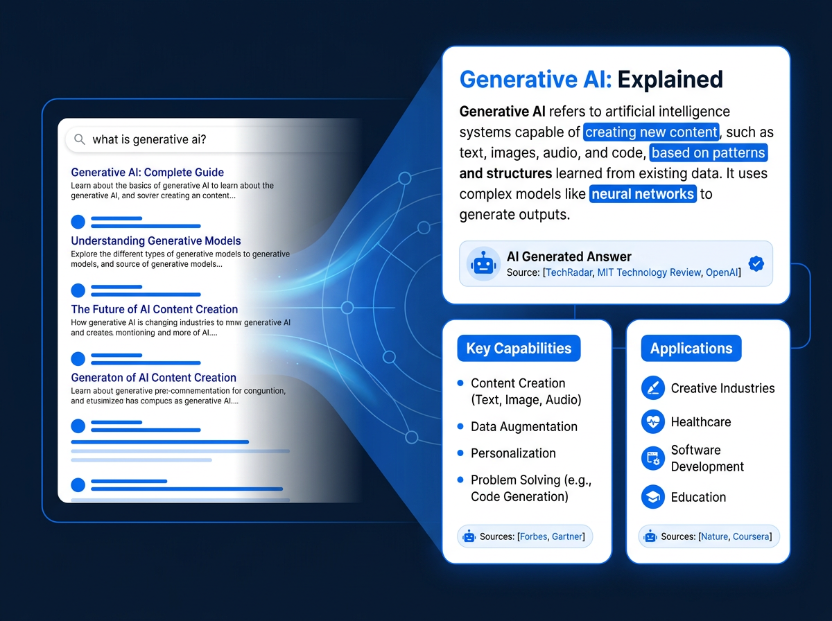 AI Answer Engine Optimization service illustration showing search transformation