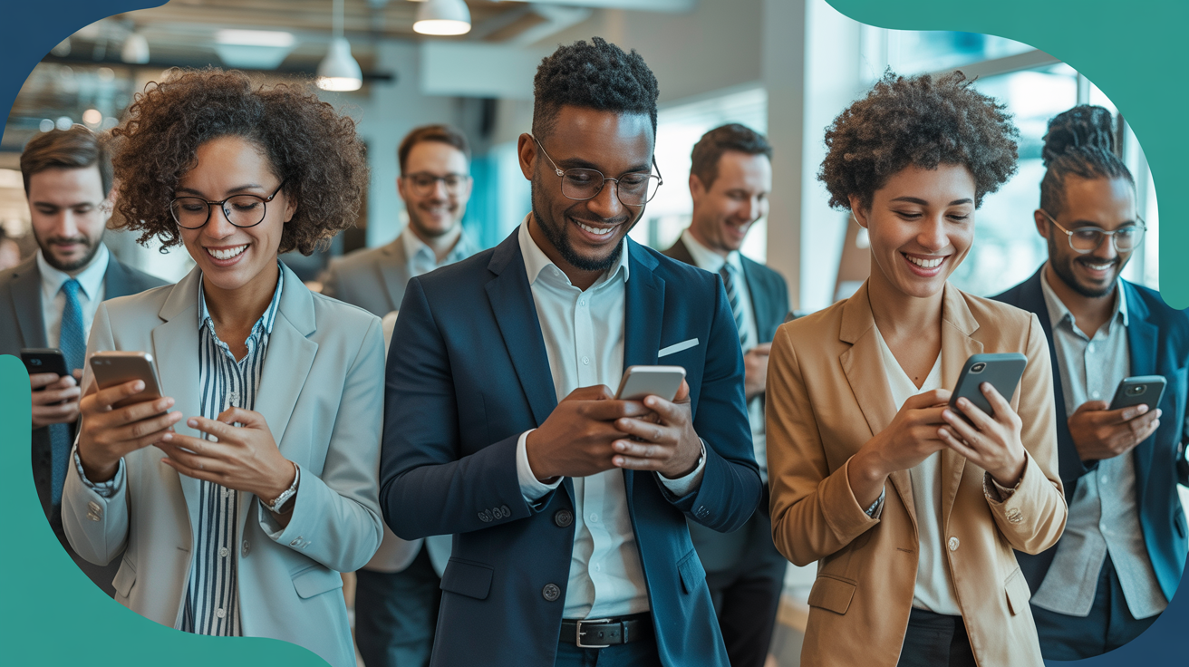 African entrepreneurs using smartphones