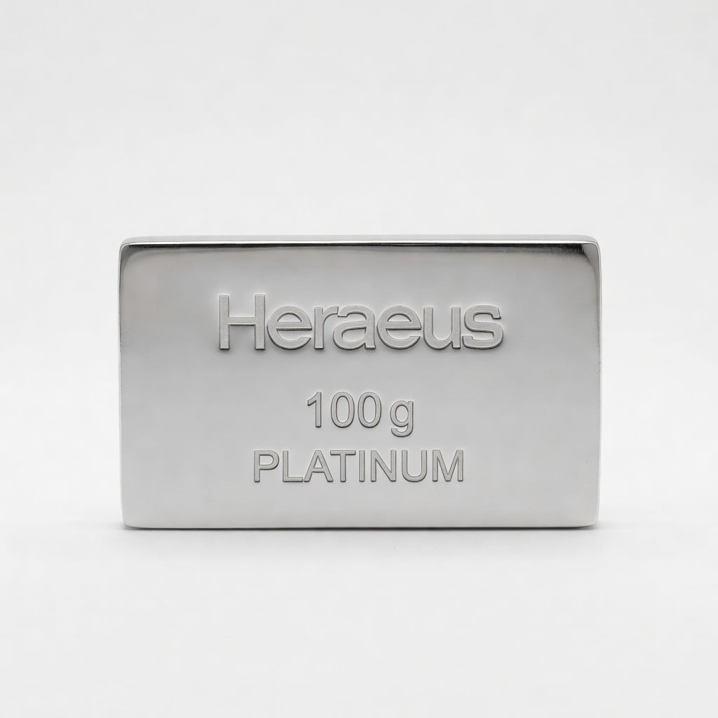 Heraeus 100g Platinum Bar – 99.95% Fine