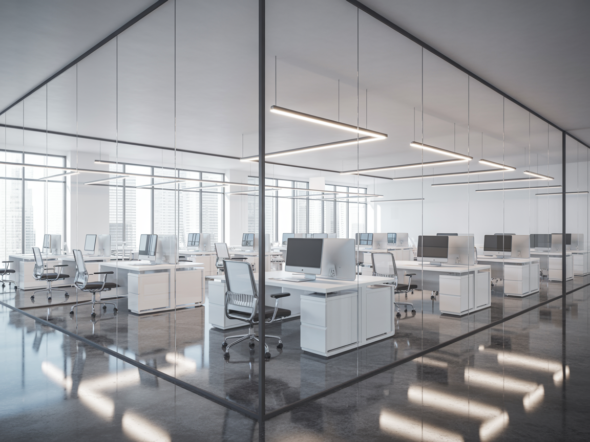 Oficina corporativa tras servicio de limpieza integral