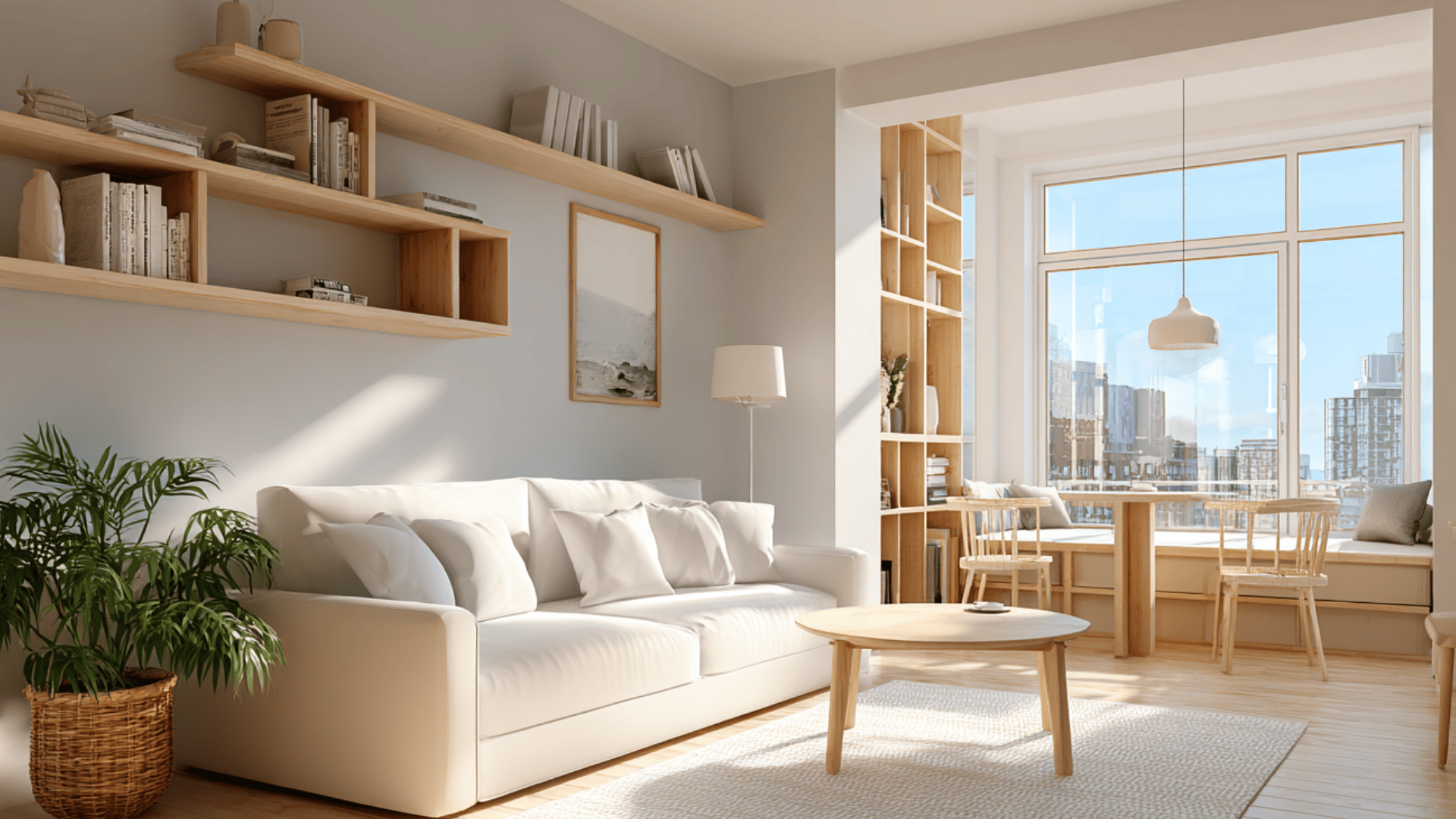 Clean calm minimalist space after transformation