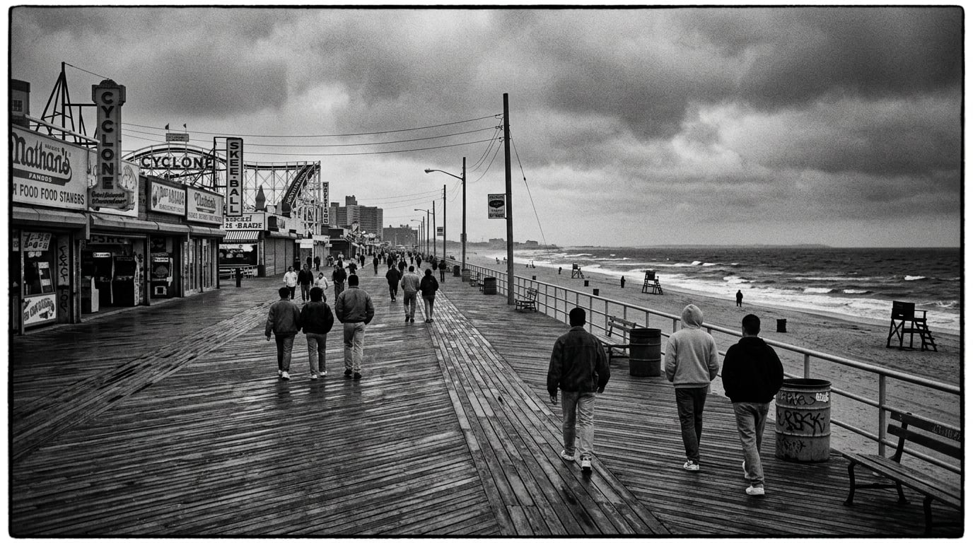 Coney Island boardwalk, archival photograph