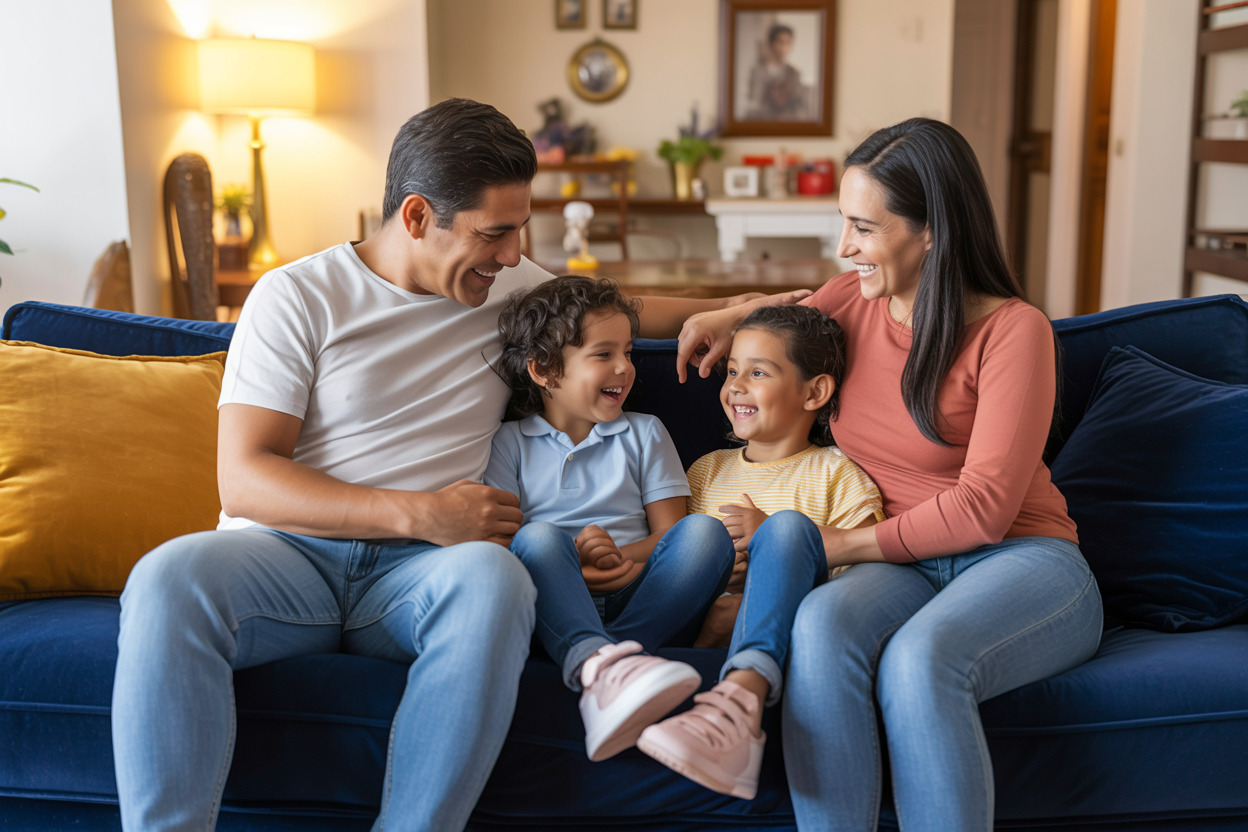 Familia feliz en su hogar