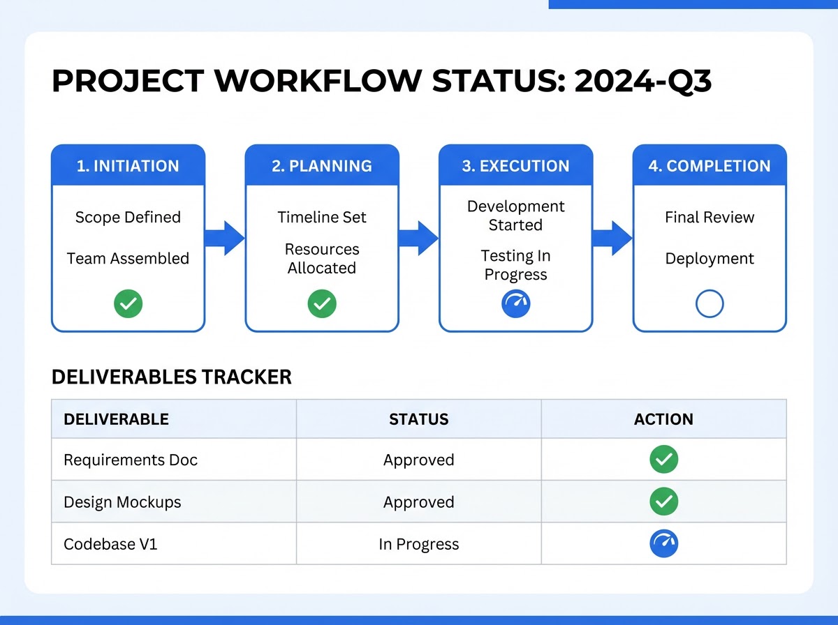 Organized workflow with checkmarks