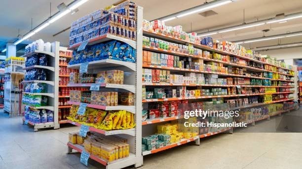 Australian retail supermarket aisle with products on shelves