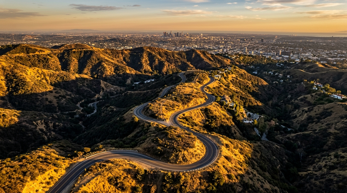 Mulholland Drive winding through the Los Angeles hills — the concrete actions to get cited.