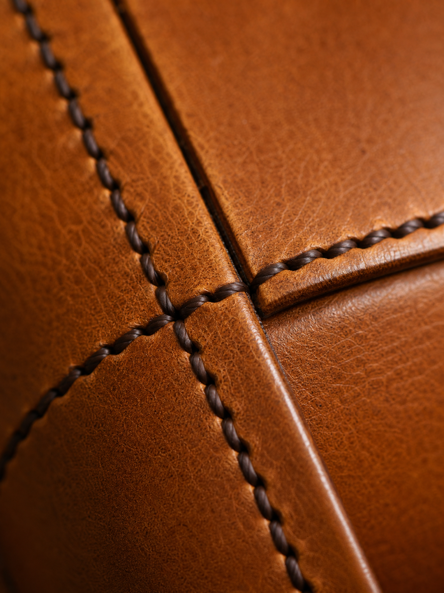 Premium leather craftsmanship detail showing exquisite hand-stitching