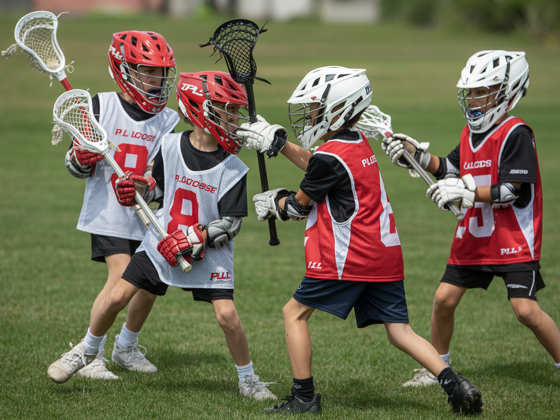 Boys lacrosse training session with PLL gear