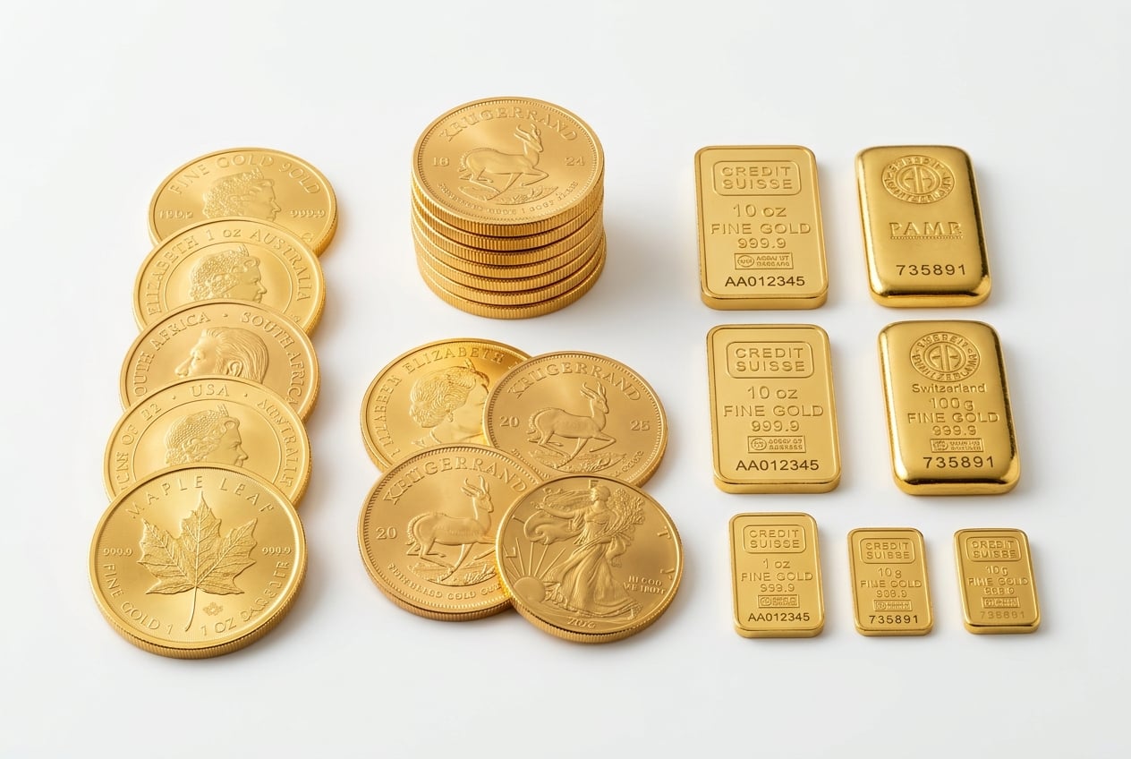 Gold coins and bars background pattern
