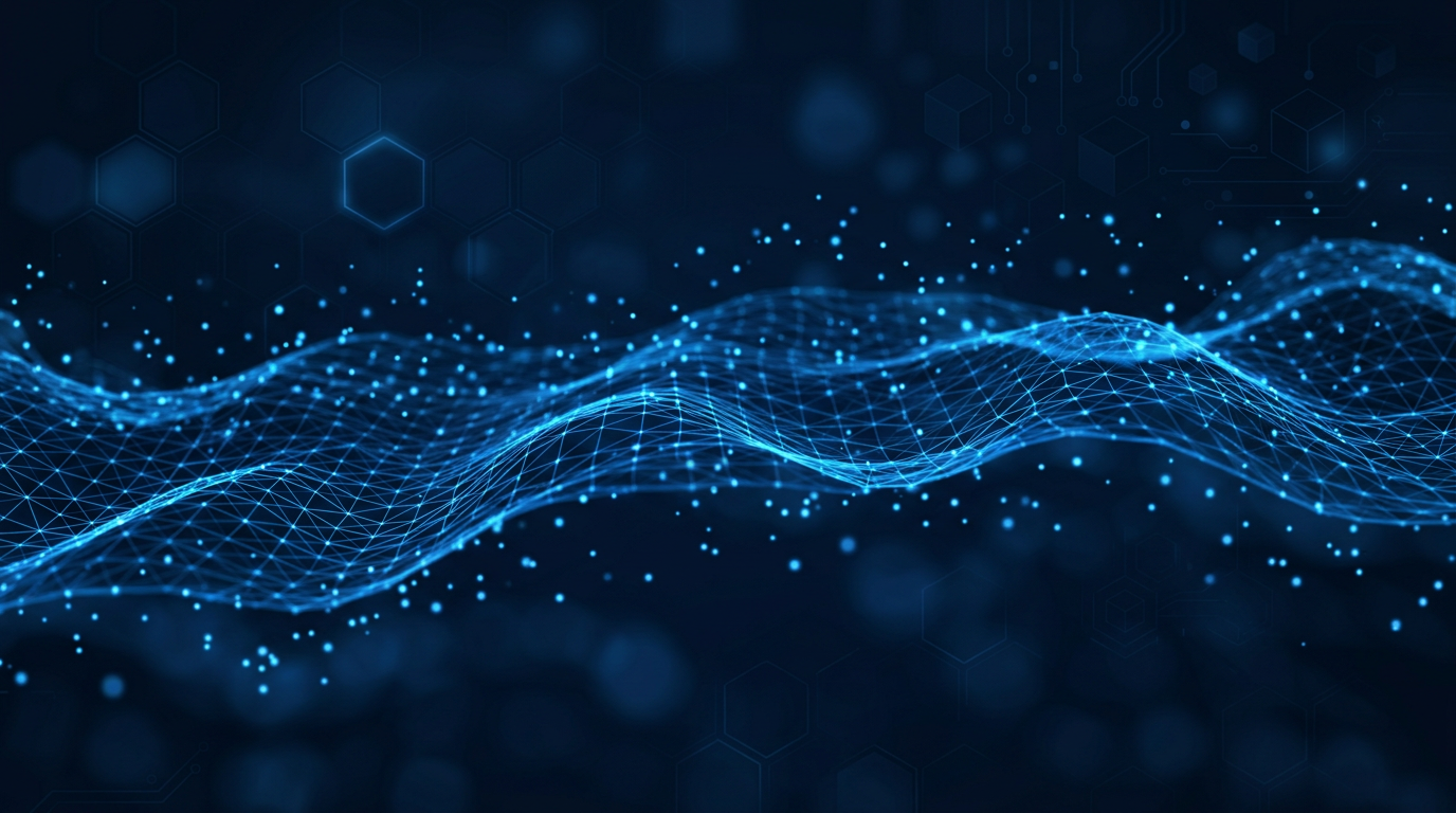 Abstract digital technology background with flowing blue gradients representing digital growth