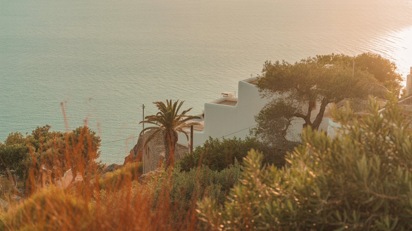 Mediterranean coastline at golden hour, a place of transformation