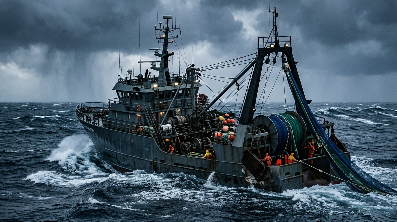 Large trawler in North Atlantic waters