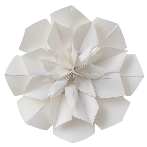 Flor em papel representando delicadeza e cuidado terapêutico