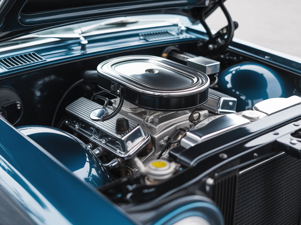 Engine bay carbon strip — after
