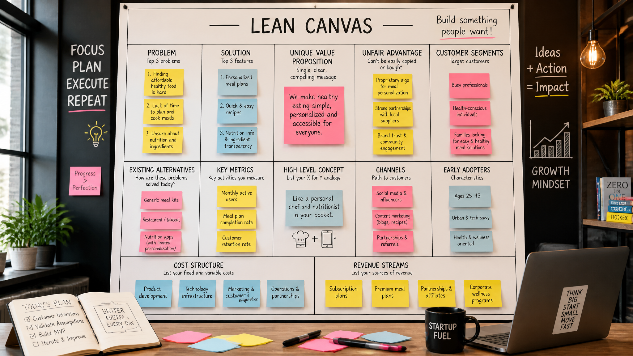 İş Planı - Startup Lean Canvas — AI ile üretilmiş kapak görseli