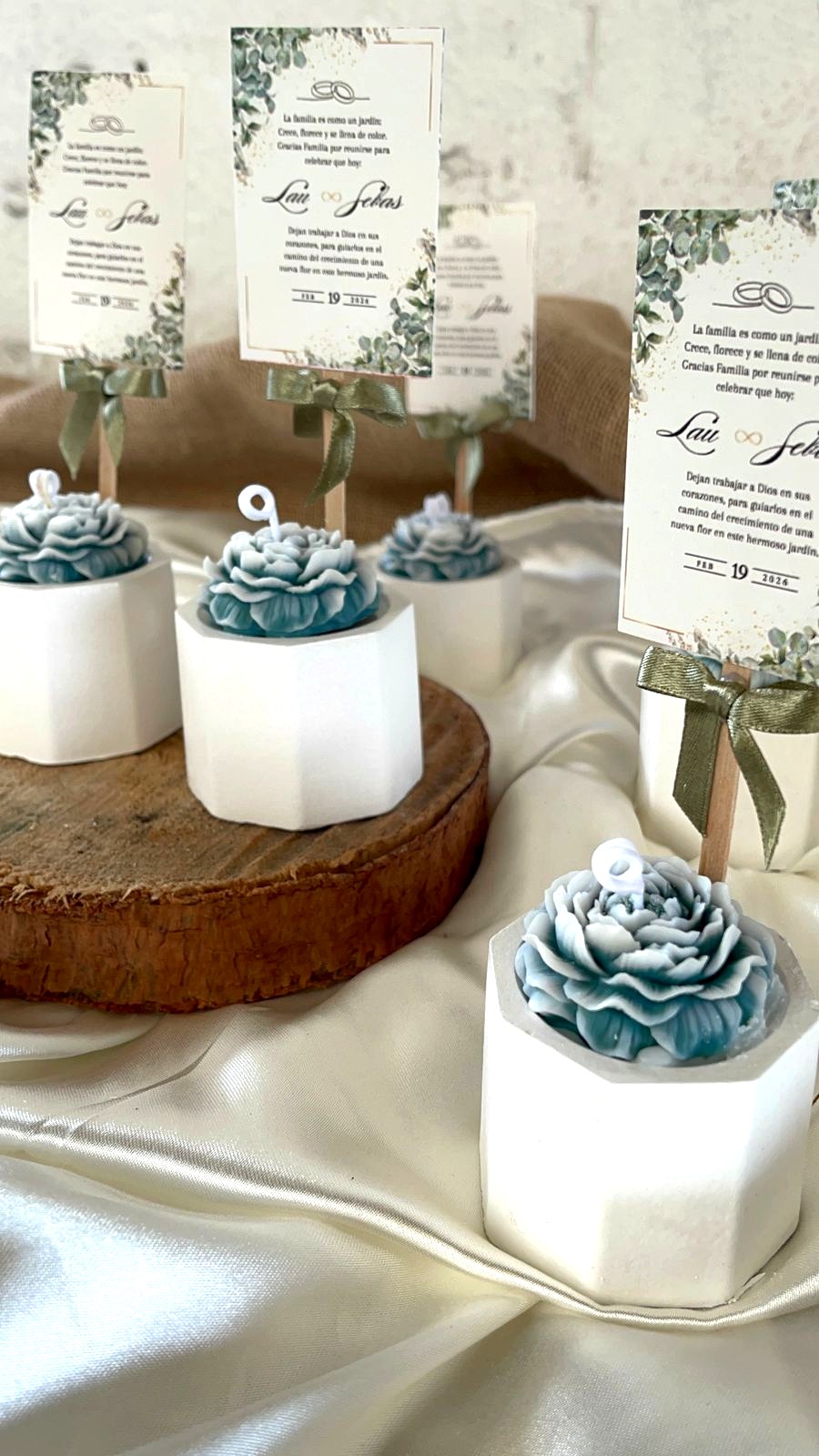 Maceta Octagonal con Flor en Vela