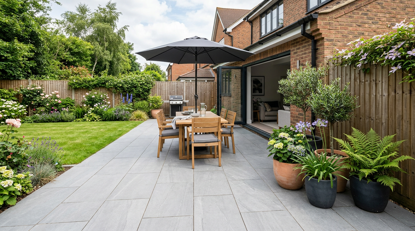 Porcelain tile patio