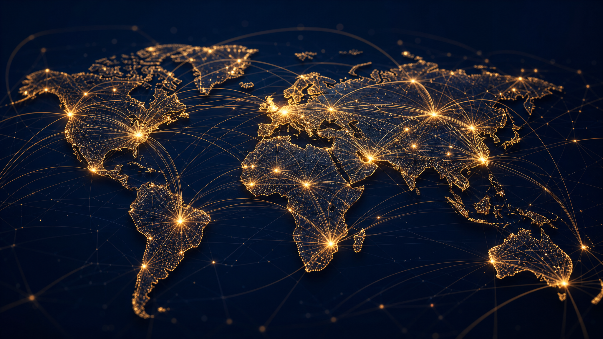Global network connections representing international reach